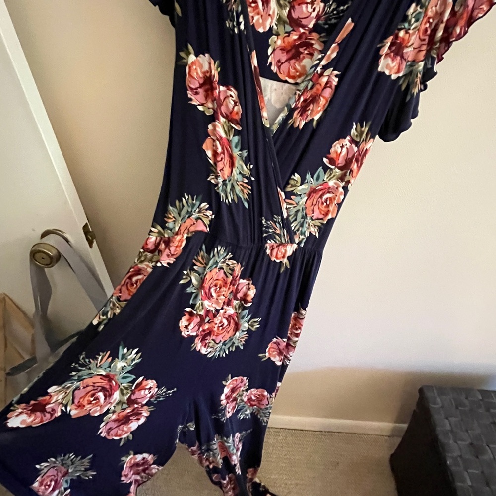 Floral Jumpsuit with Pink Roses
